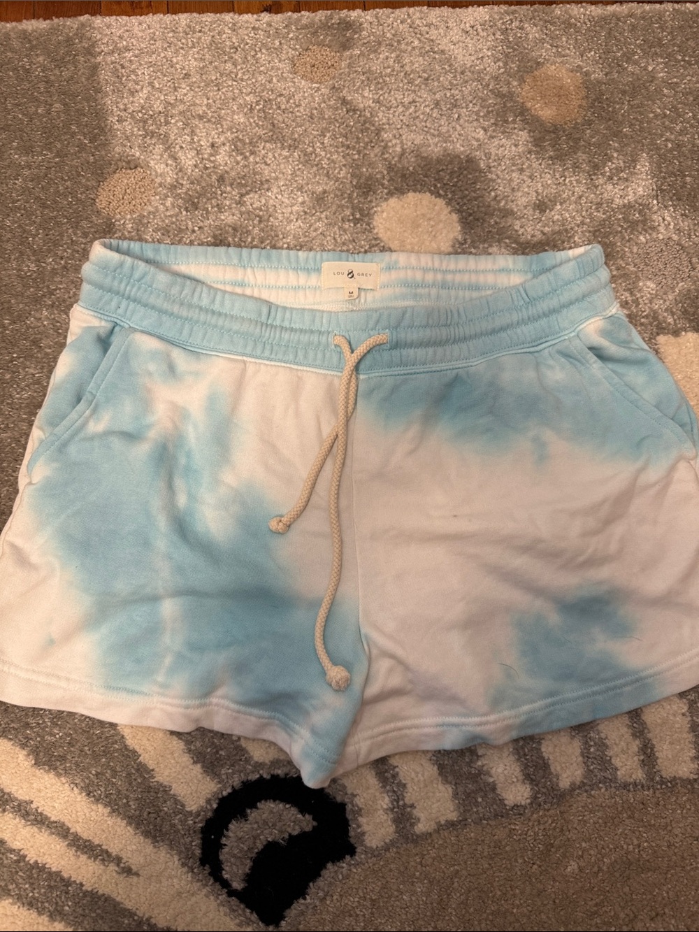 Lou & Grey Light Blue and White Tie-Dye Athletic Shorts